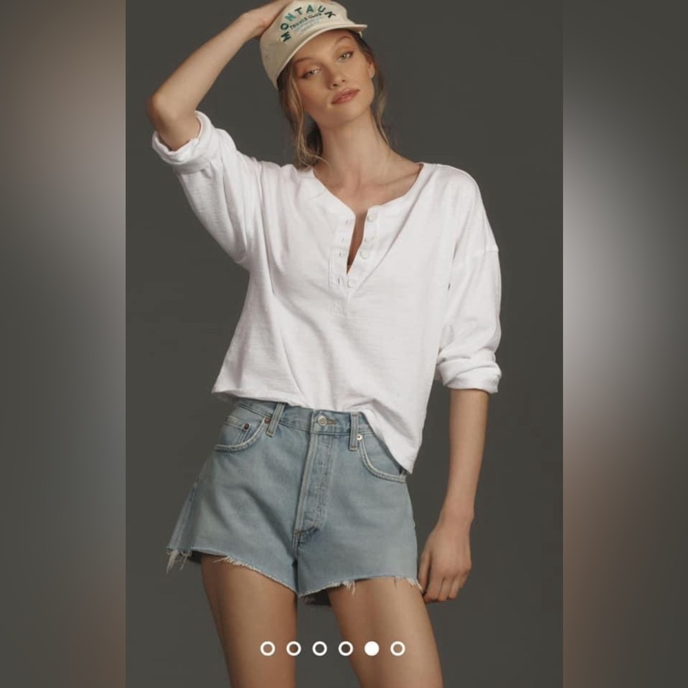 Agolde Light Blue High-Rise Denim Shorts